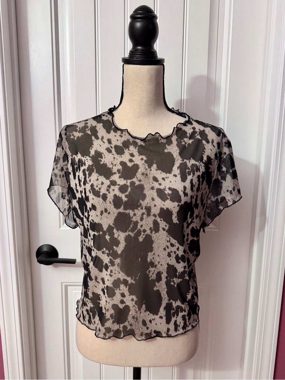 Wild Fable 90s Grunge Cropped Mesh Lettuce Trim Shirt Size XL